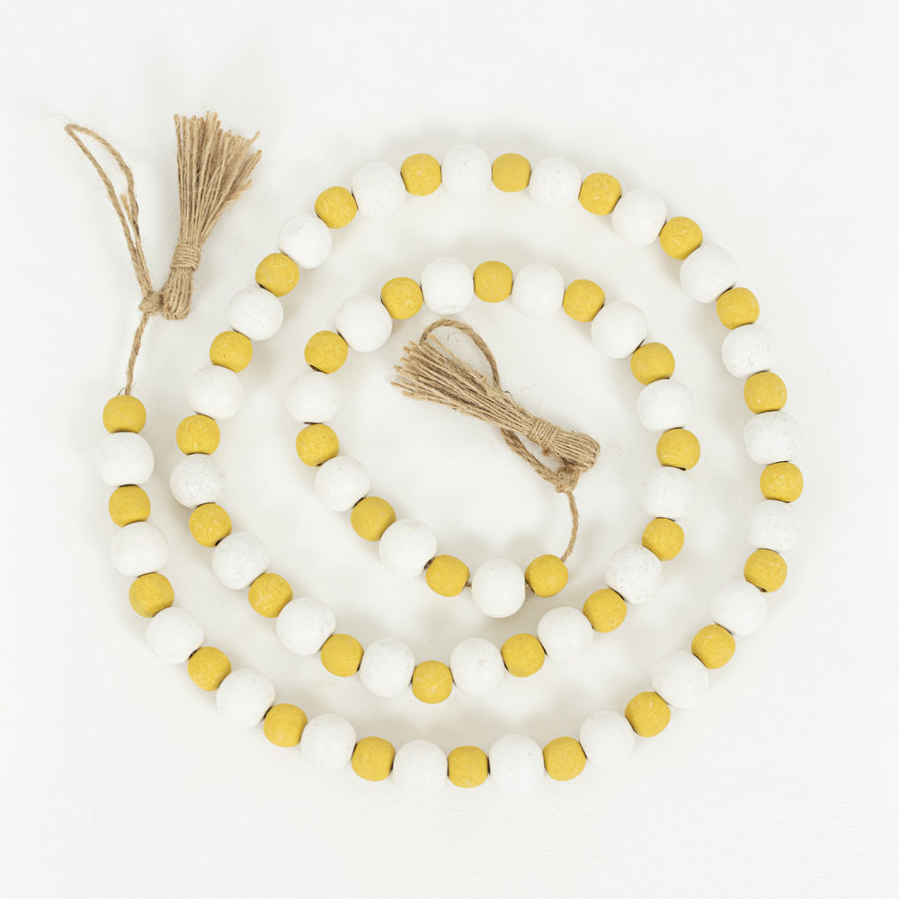 Wooden Garland with Tassels - Multicolor