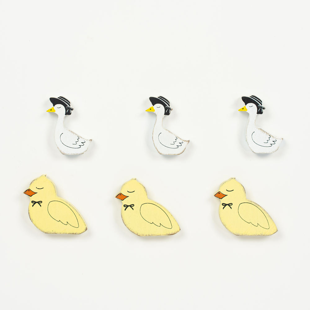 Wooden Duck and Chick Shapes - Set of 6