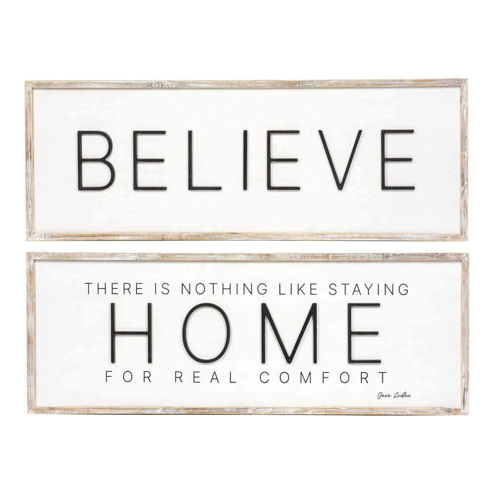 Reversible Wood Sign - Believe/Home Inspirational Decor