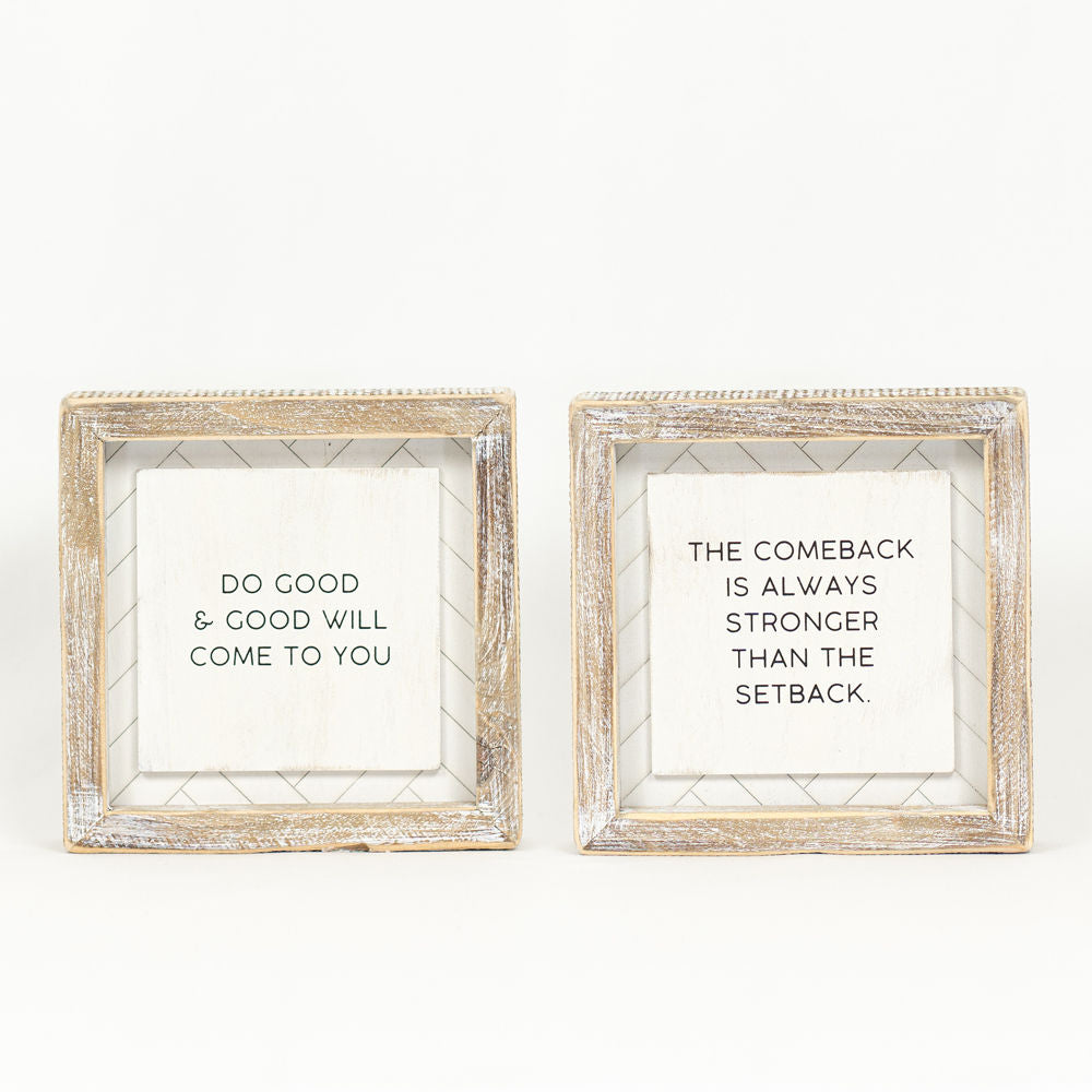 6x6 Reversible Wood Frame Sign - Good/Comeback