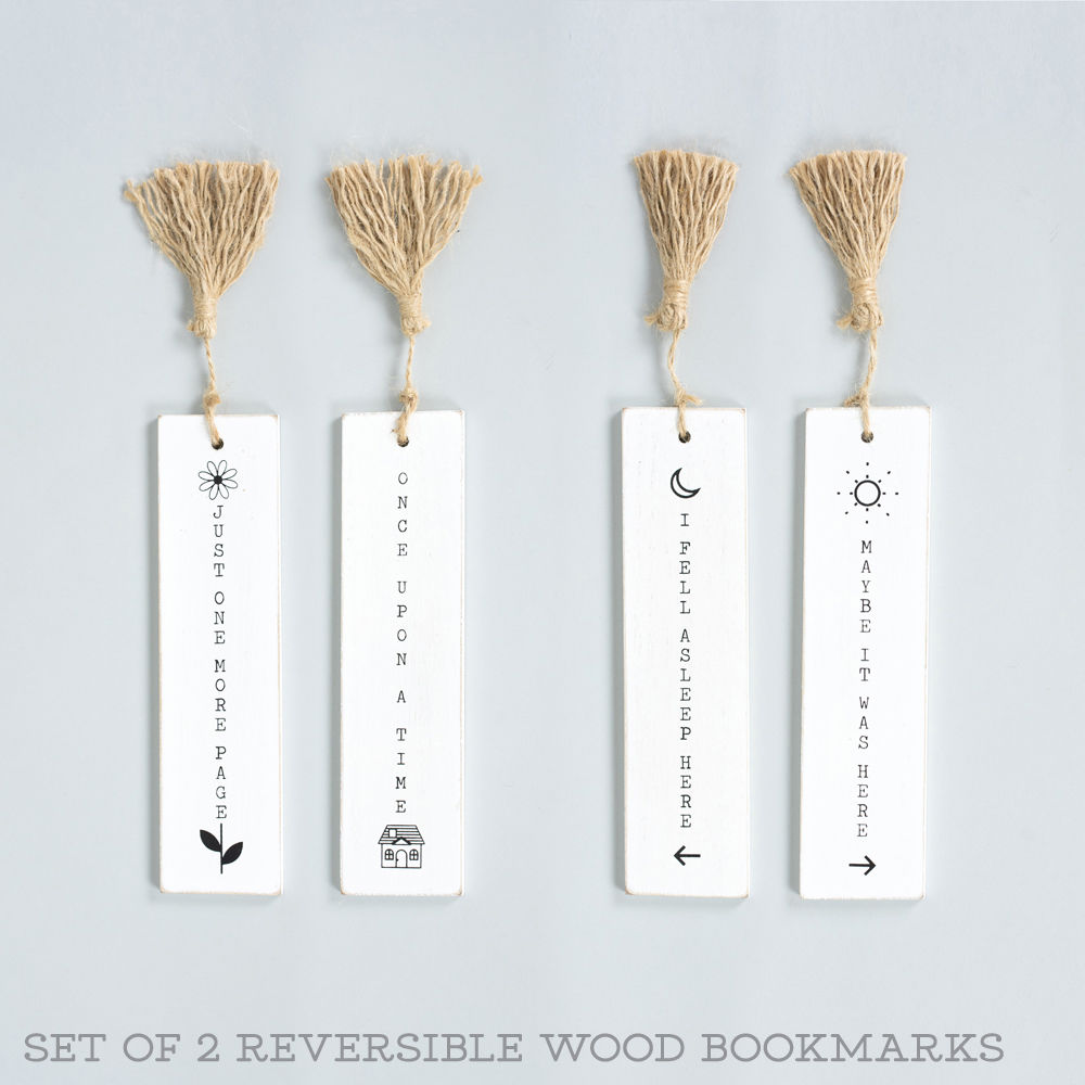 Herringbone Collection Wood Bookmarks with Quotes (Set of 2)