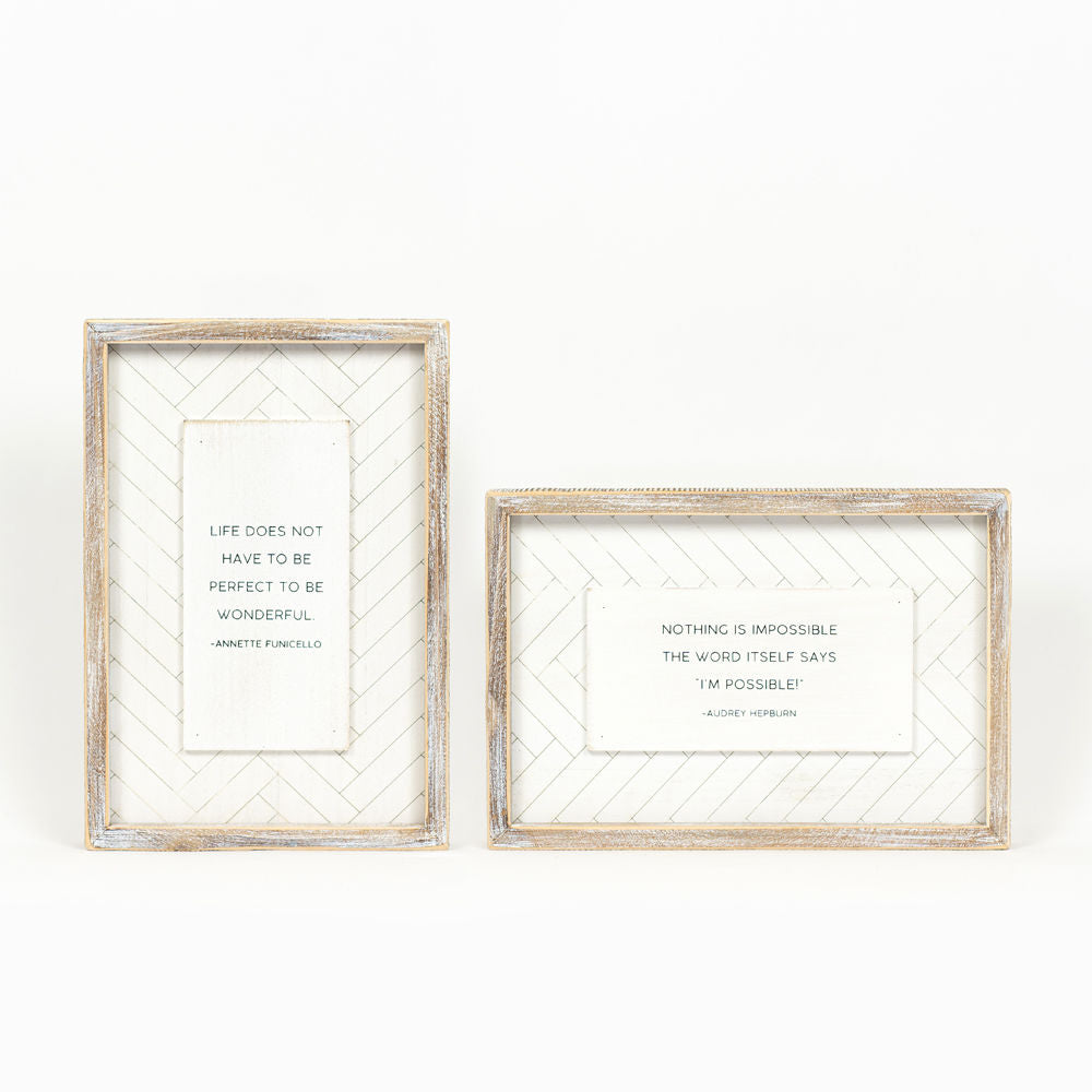 9x13 Reversible Wood Frame Sign - Wonderful/Impossible