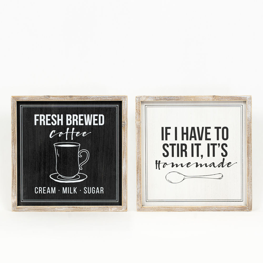 Reversible Wood Frame Sign - Homemade/Brewed Coffee Decor