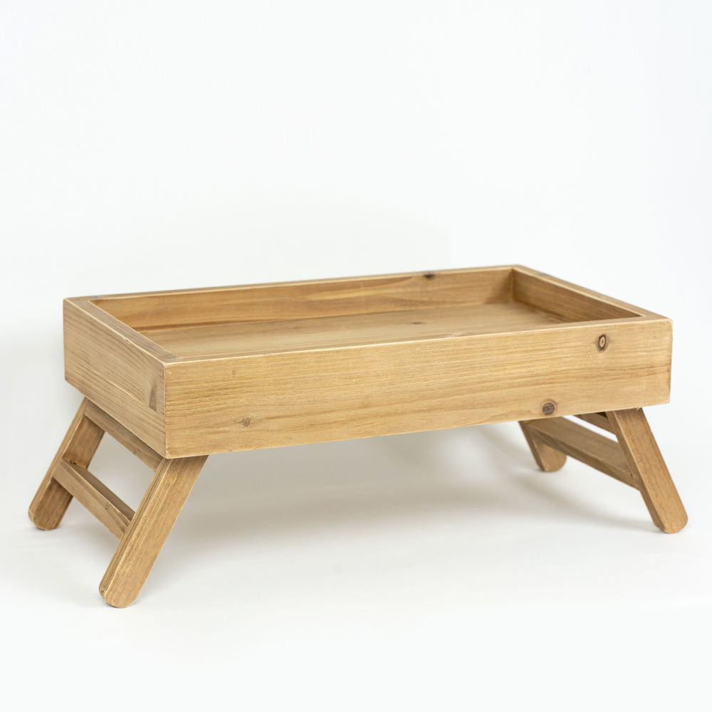Wood Tray Table - Natural Wooden Organizer