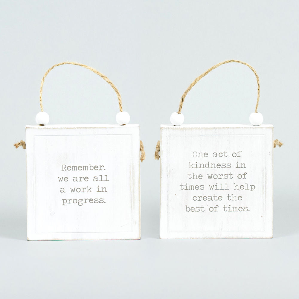Kindness/Progress Reversible Wood Block Sign