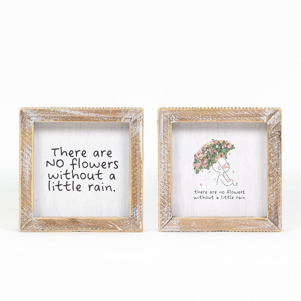Reversible Wood Frame Sign - Flowers & Resilience