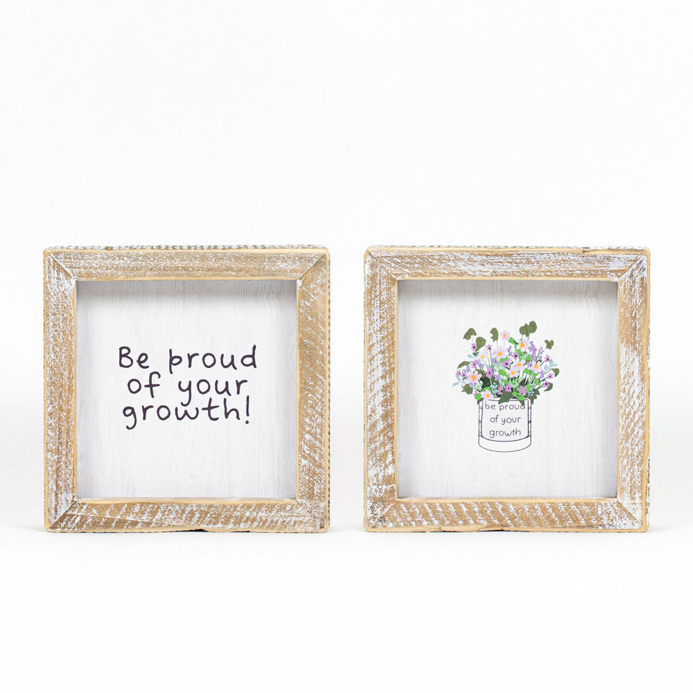 Dwella Decor 5x5 Reversible Wood Sign - PROUD