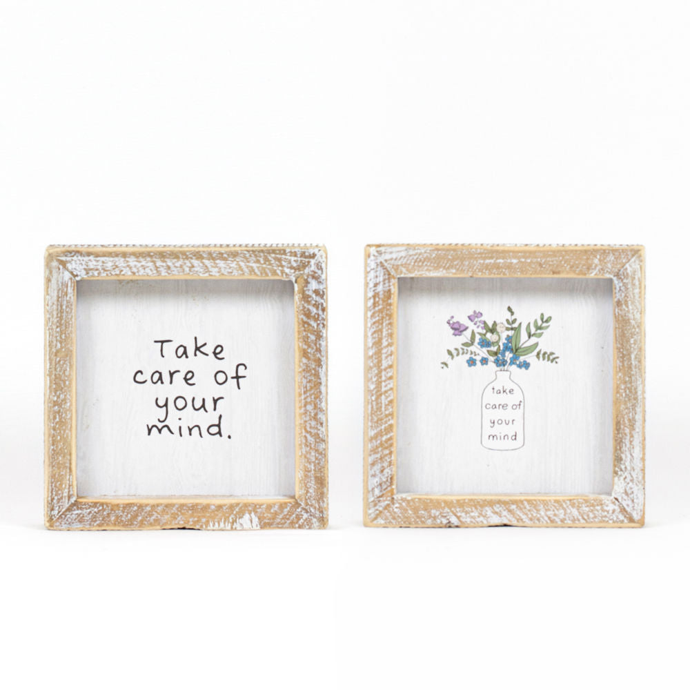 5x5 Take Care Reversible Wood Sign - Multicolor