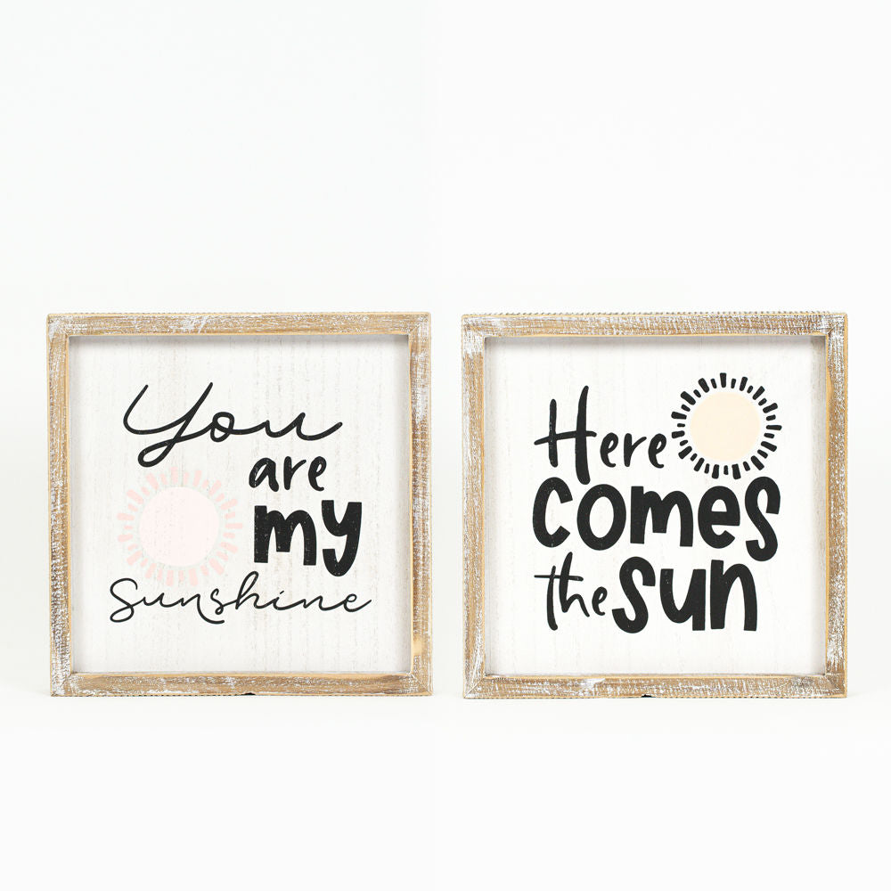 Reversible Sunshine Wood Frame Sign