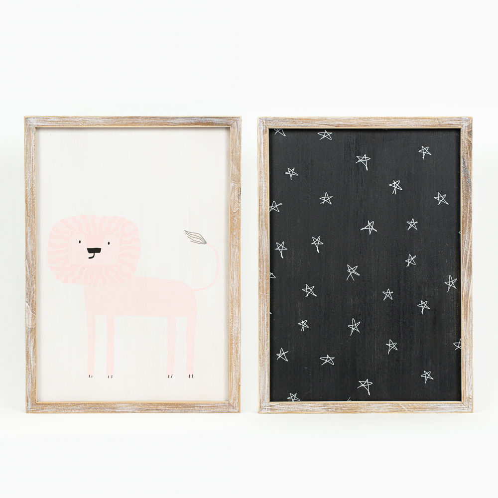 15x20 Reversible Wood Frame Sign - Lion & Stars