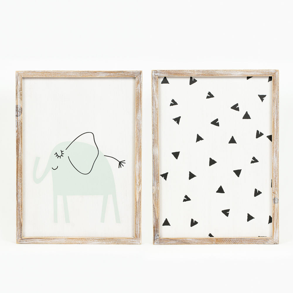 15x20 Reversible Elephant Wood Frame Sign - Multicolor
