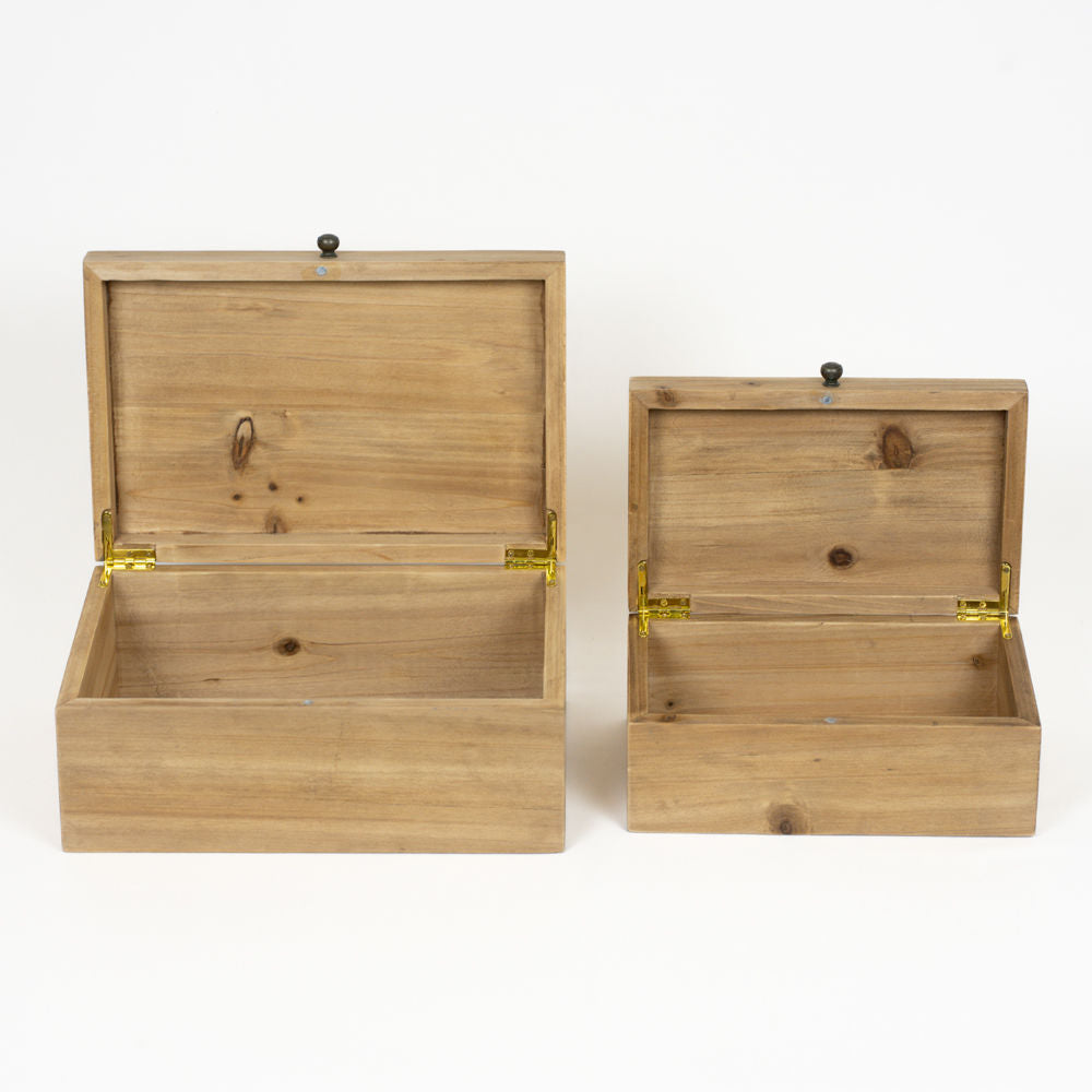 Wooden Nested Boxes Set of 2 - Natural Storage Solution