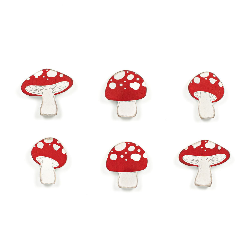 Mushroom Wood Shapes - Set of 6