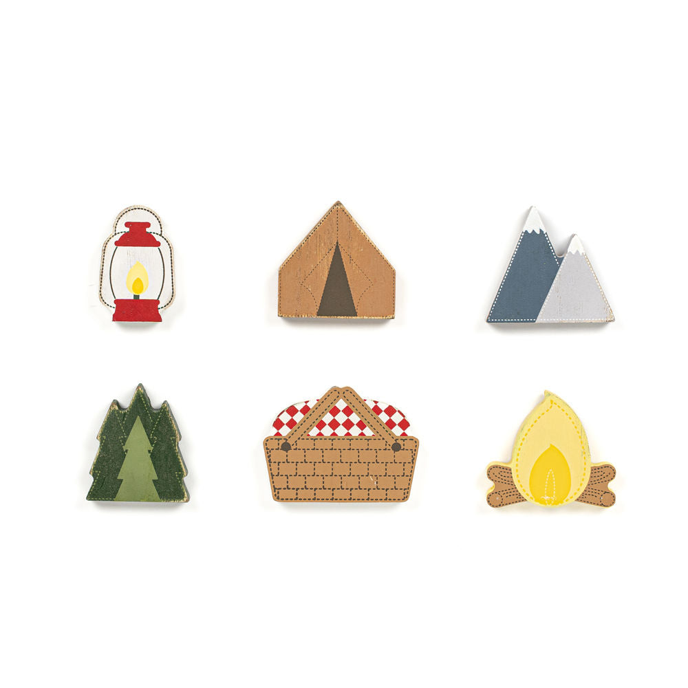 Dwella Decor Camping Wood Shapes Set of 6