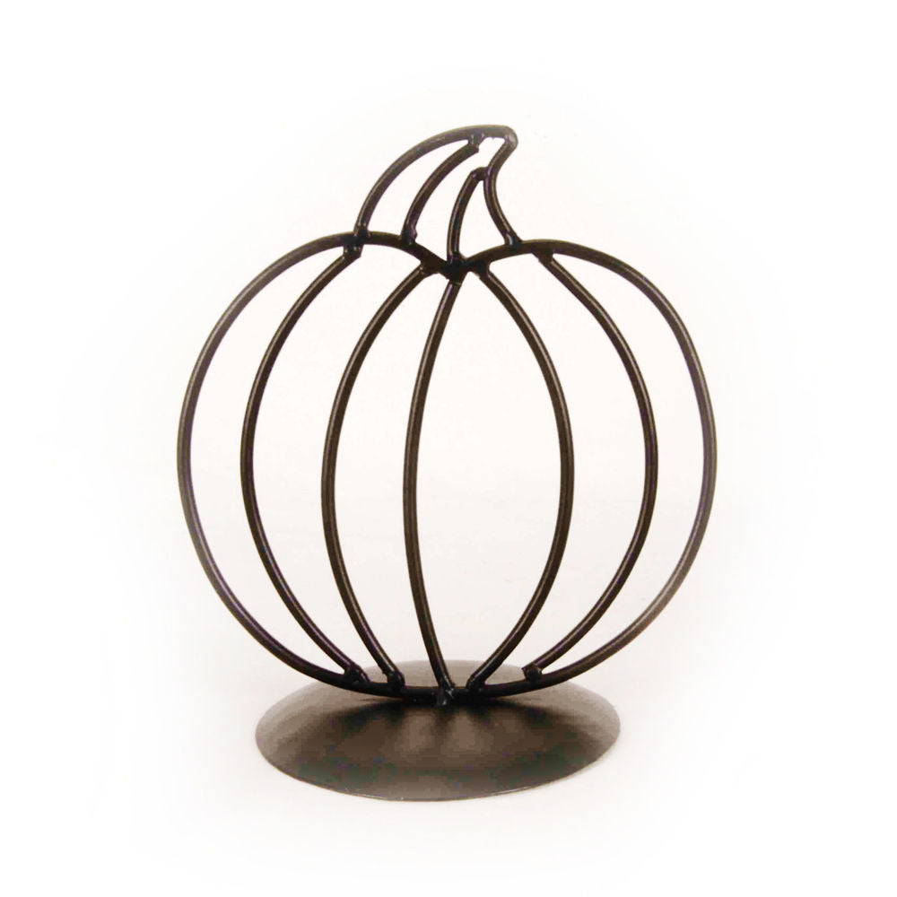8x8 Black Metal Pumpkin on Stand