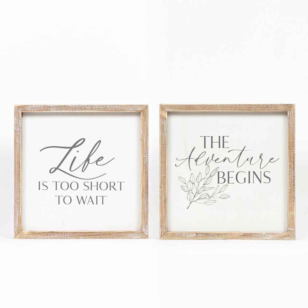 Reversible Wood Sign - Adventure/Life Motivational Wall Art
