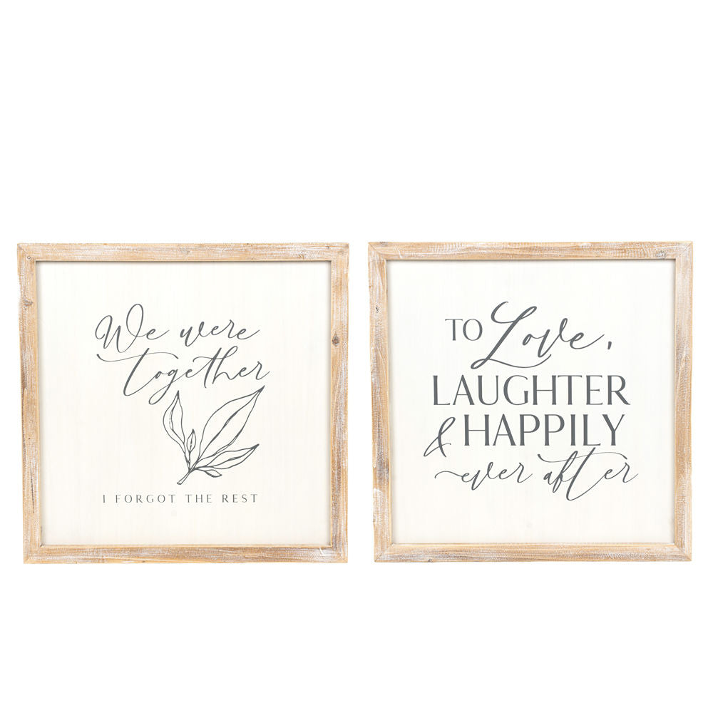 26x26 Reversible Wood Frame Sign - Happily/Together