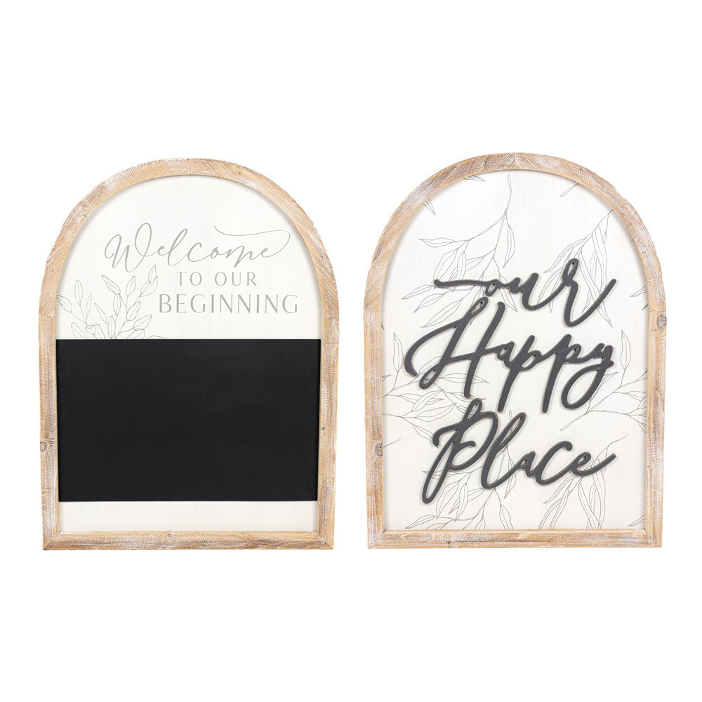 Reversible Wood Framed Arched Welcome Sign