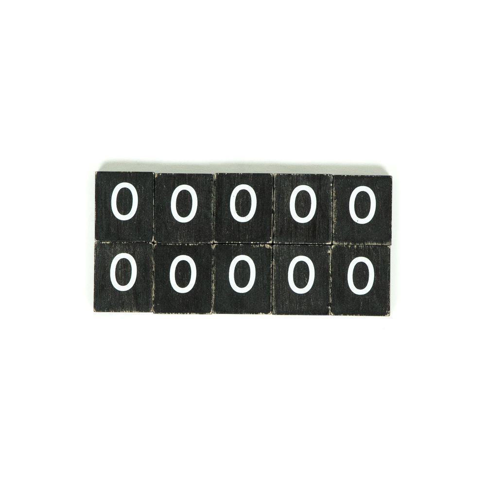 Wood Letter Tile - Number 0 (Black/White)