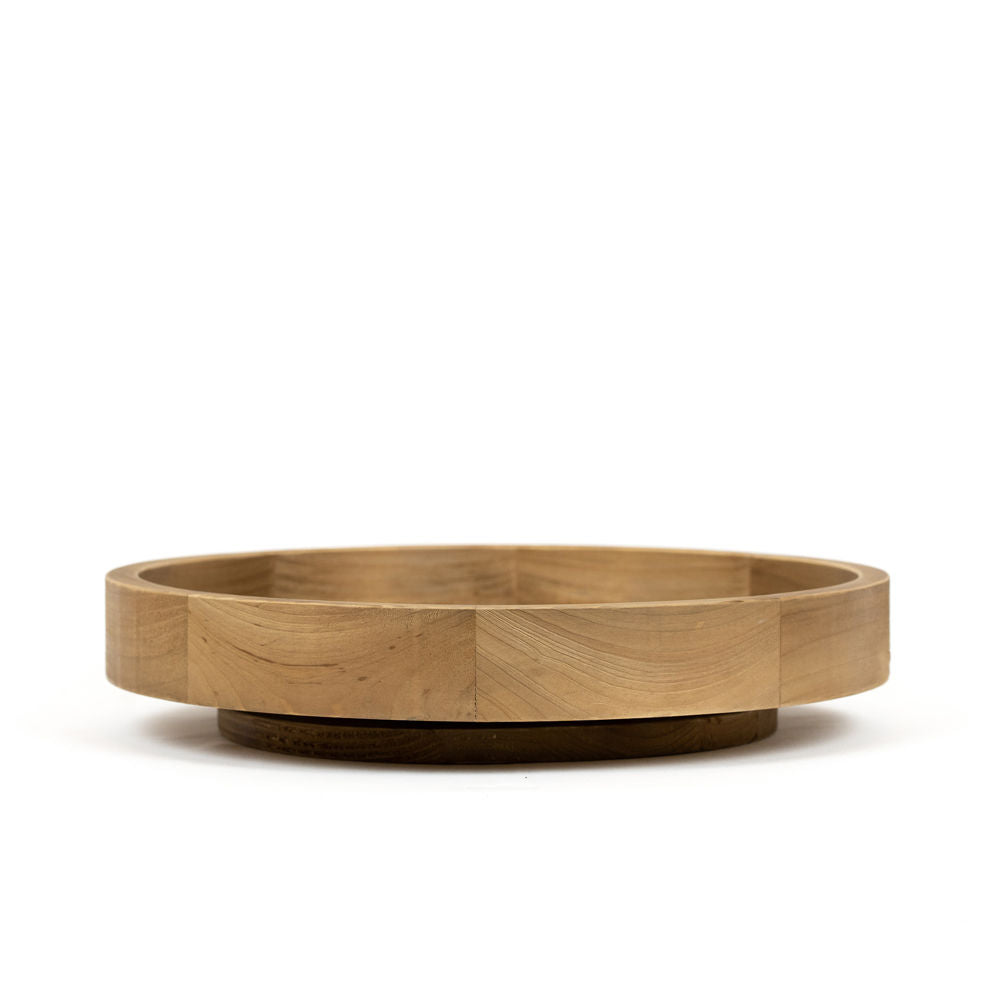 14" Wood Spin Tray in Natural & Black