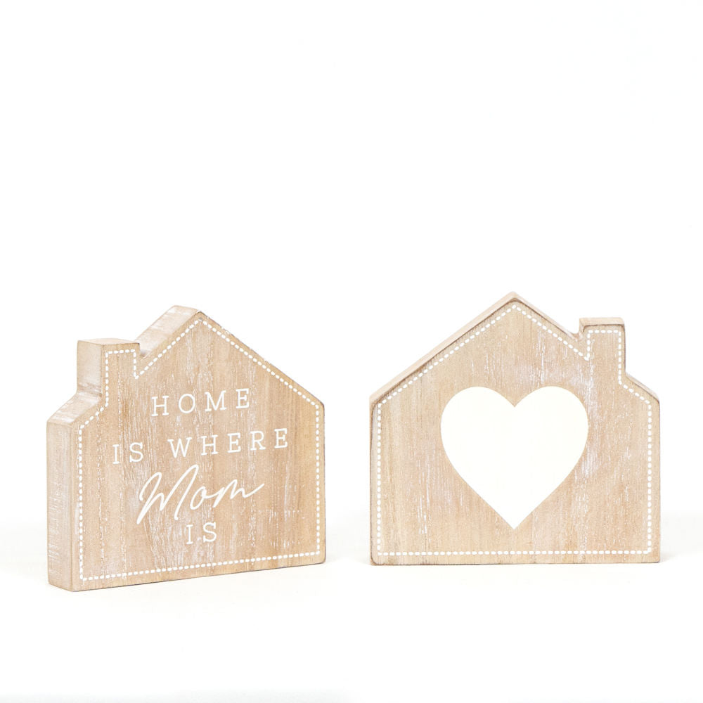 Moms House Reversible Wood Block Sign
