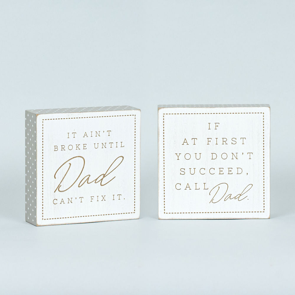 Dad Reversible Wood Brick with Humorous Quotes