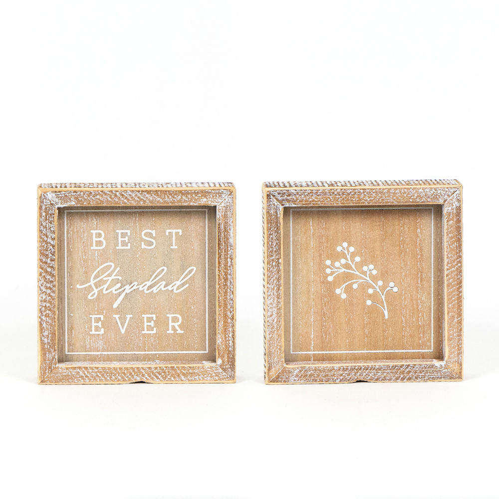Stepdad 6x6 Reversible Wood Frame Sign
