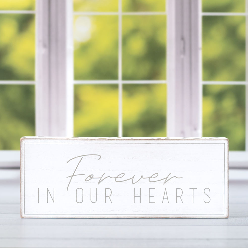 Forever In Our Hearts Wood Brick - Memorial Decor