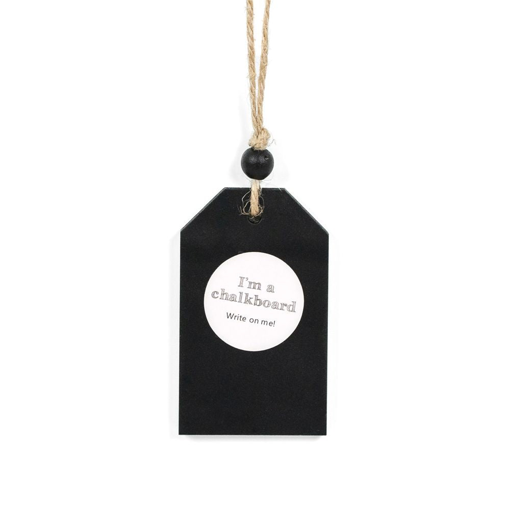 Wood Hanging Chalkboard Tag with Bead - Black