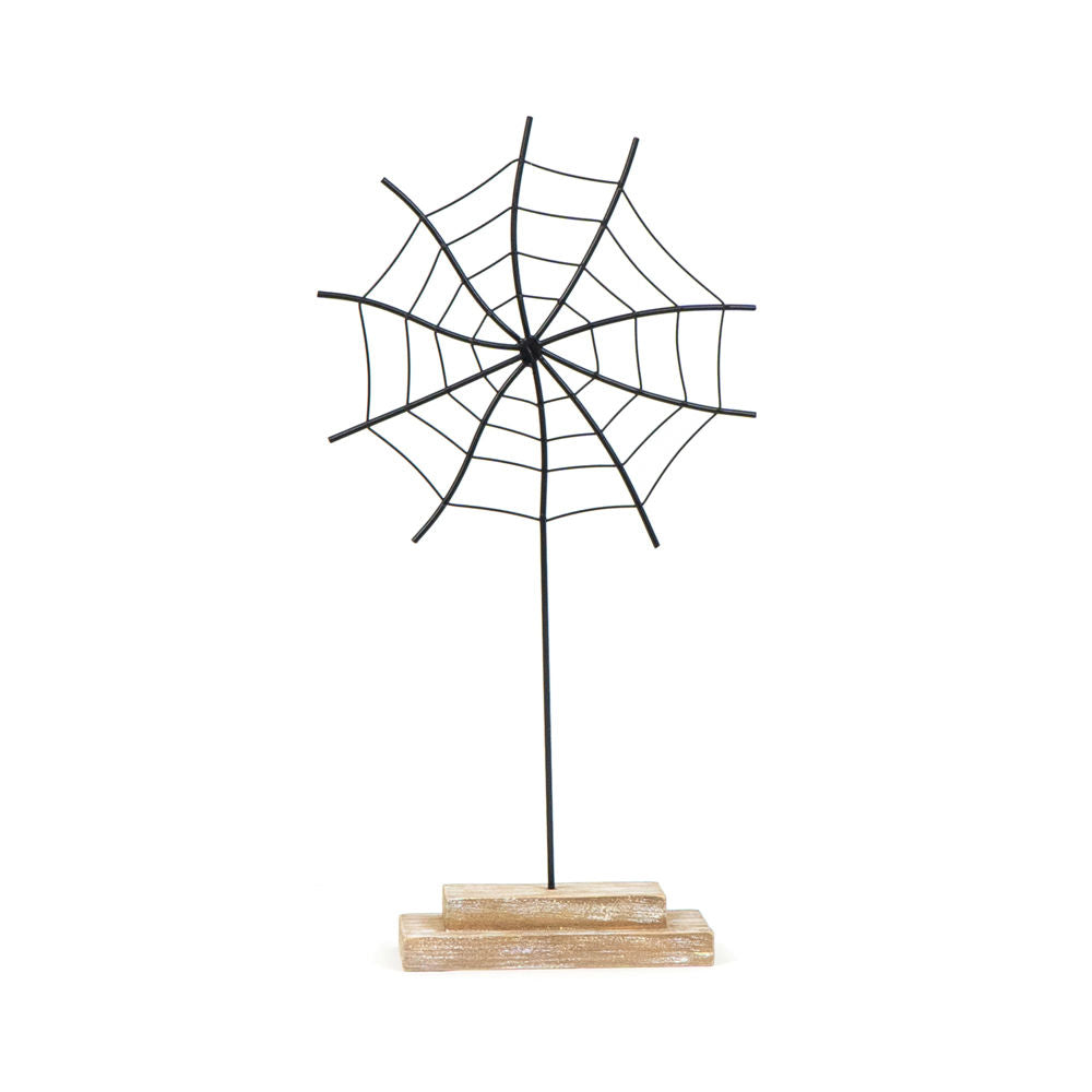 Black Spider Web Metal Cutout on Stand