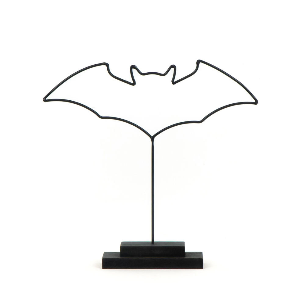 12" Black Bat Metal Cutout on Stand