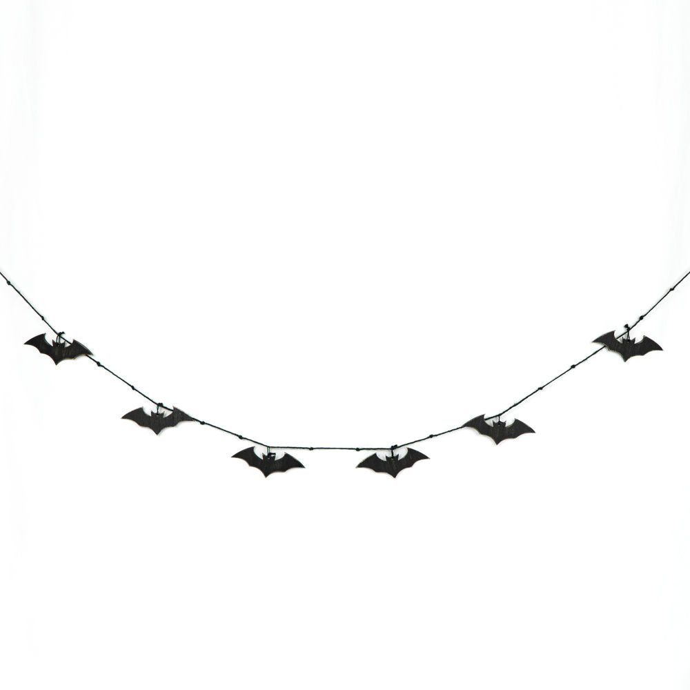 Halloween Bat Wooden Swag - Black Seasonal Decor