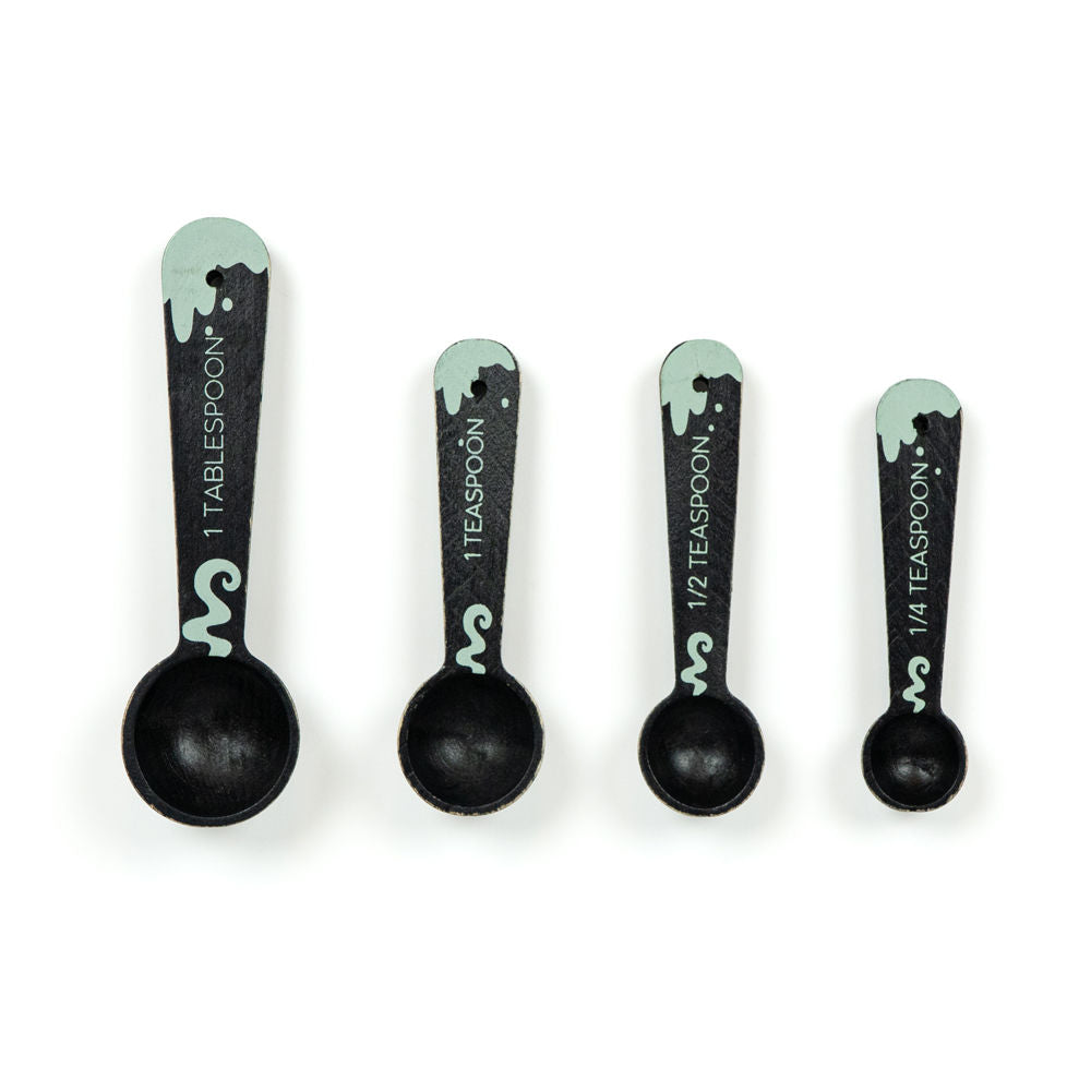 Dwella Decor Wooden Teaspoons Set of 4 - Black & Green