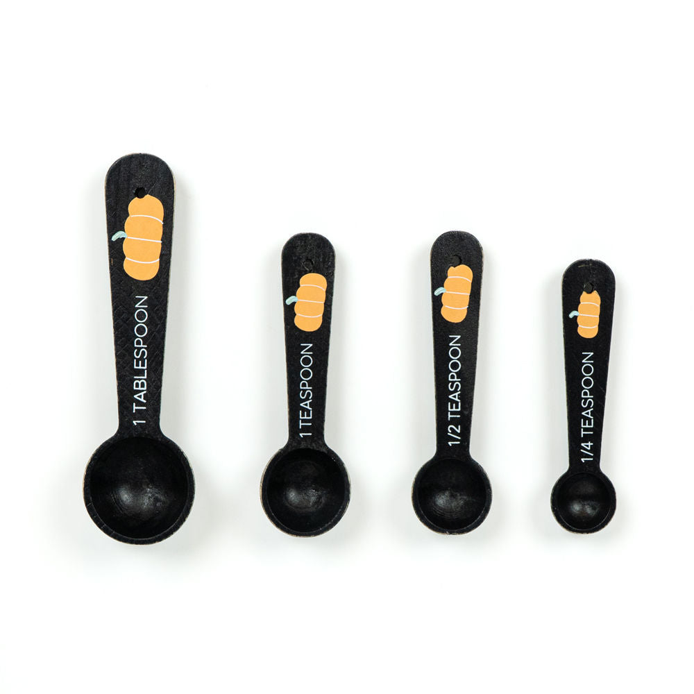 Wood Teaspoons Set of 4 - Black & Orange