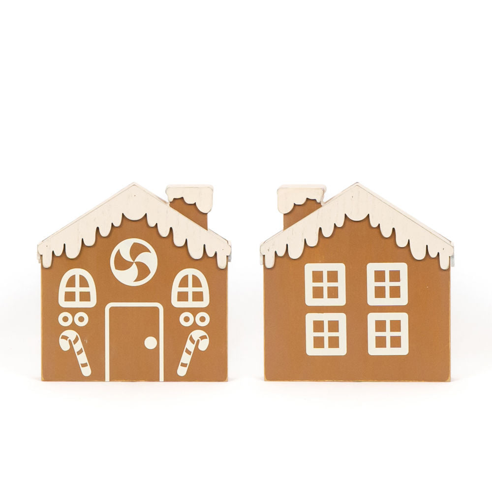 7x7 Reversible Gingerbread House Wood Decor
