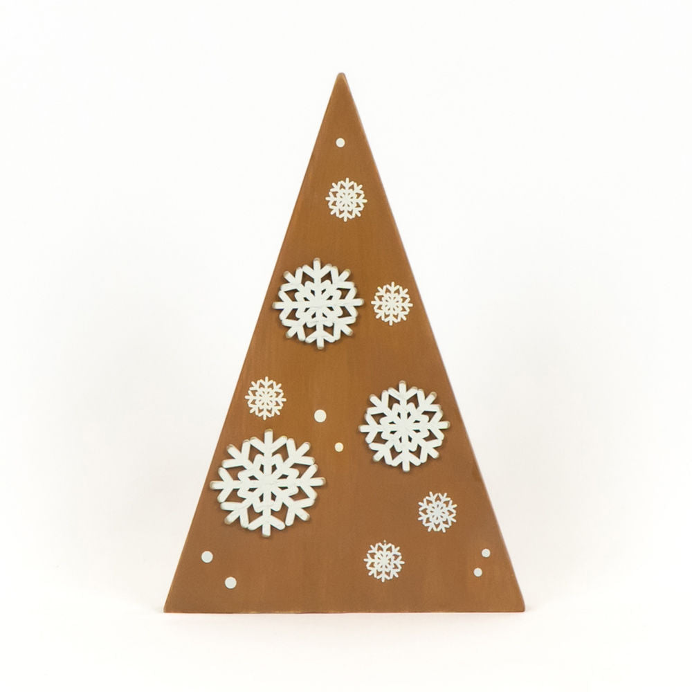 Reversible Chunky Wood Snowflake Tree - White & Brown