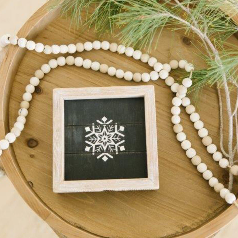6x6 Reversible Snowflake/House Wood Frame Sign