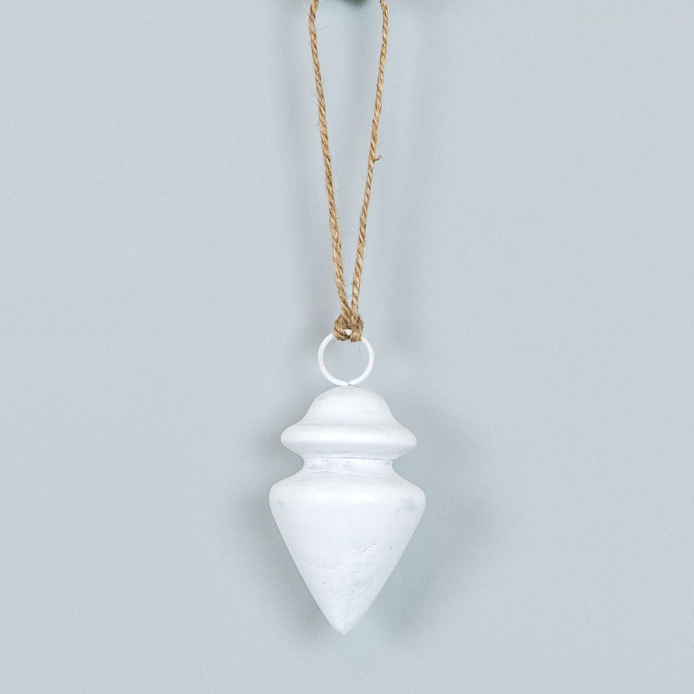 White Wood Spindle Ornament | Winter Wishes Collection