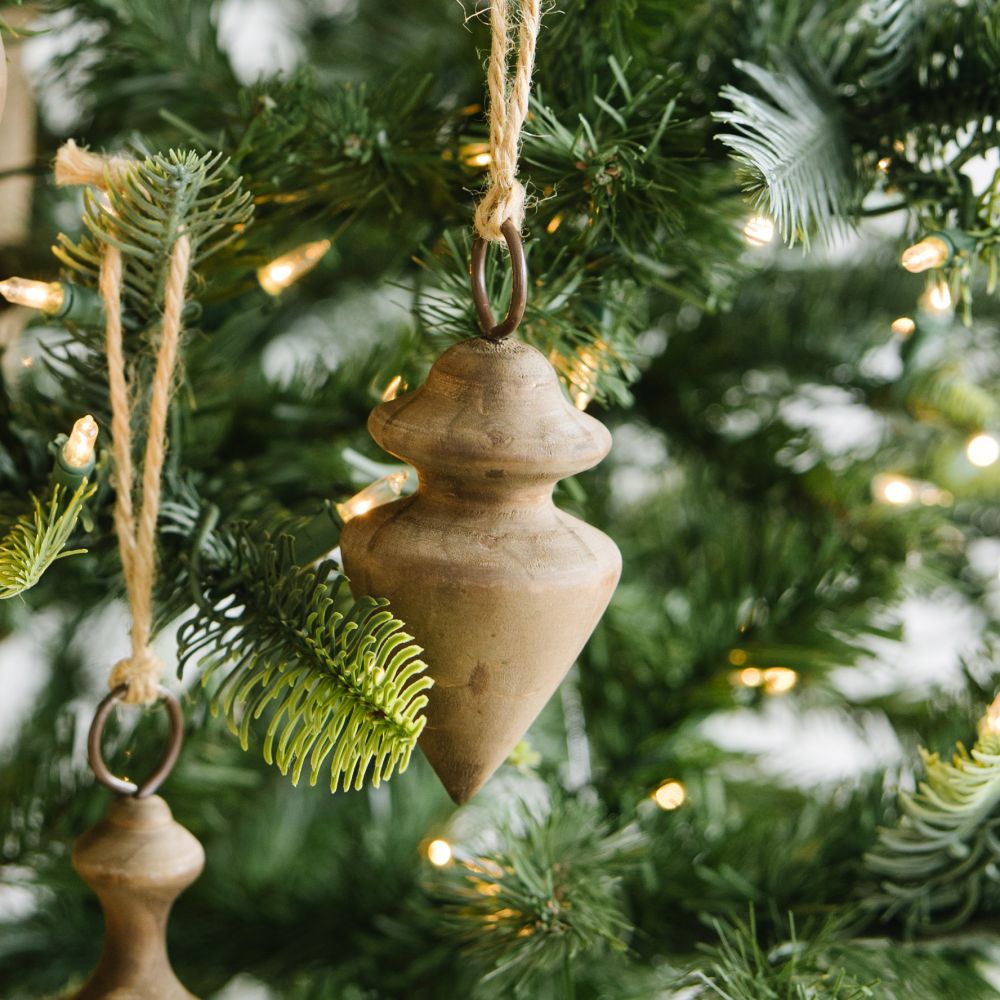 Winter Wishes Wood Spindle Ornament - Browns
