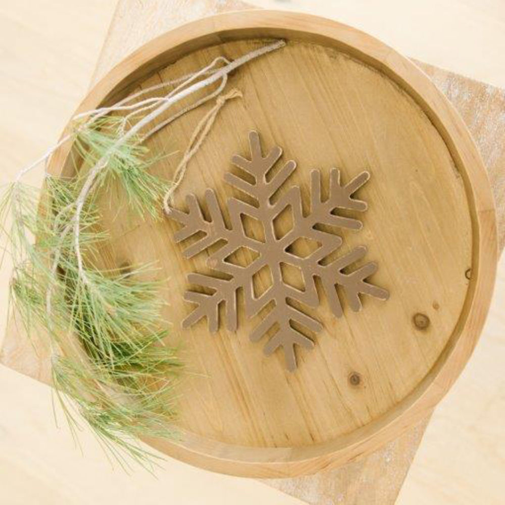 8x9 Wooden Snowflake Ornament - Brown Winter Holiday Decor