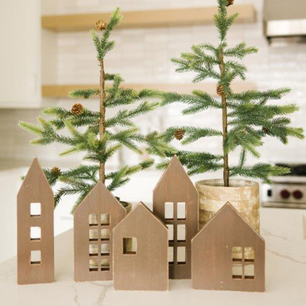 Winter Wishes Wooden House Cutouts - Set of 5