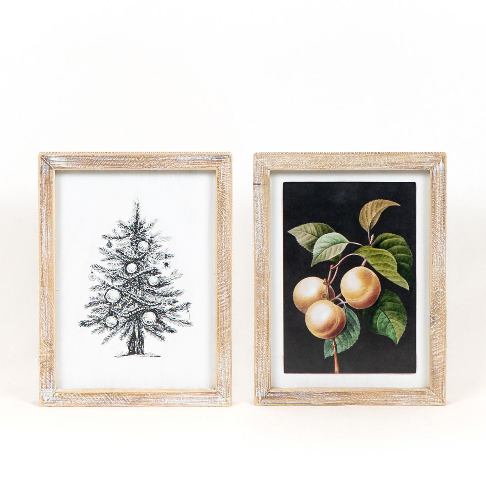 9x12 Reversible Wooden Holiday Sign | Christmas Tree & Peaches