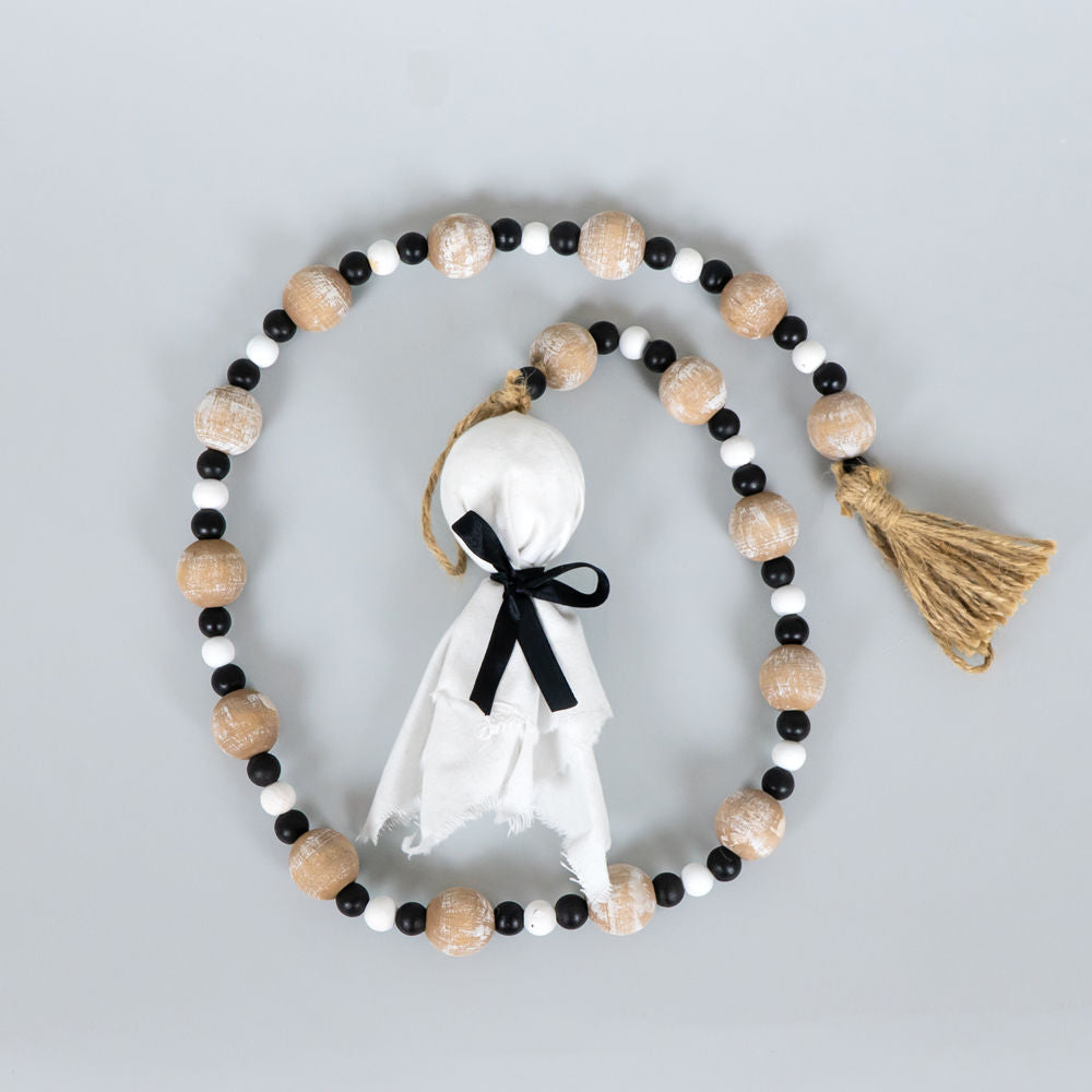 Wood Bead Garland with Ghosts - Haunted Mansion Collection