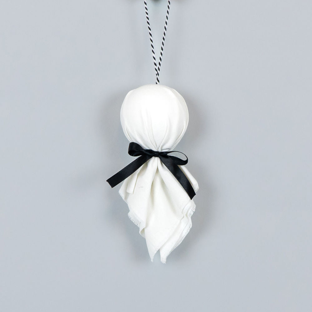 Ghost Cloth Ornament - White & Black Halloween Decor
