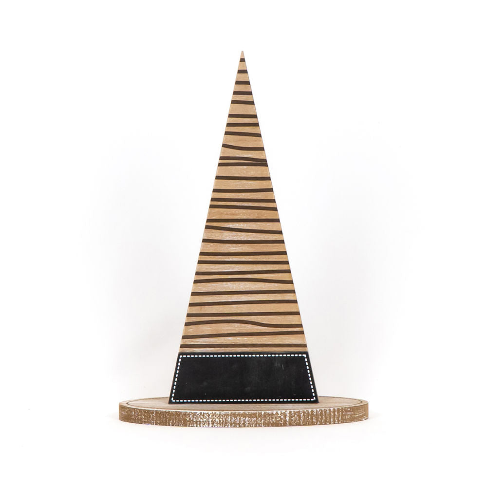 Wood Witch Hat Decor - Multicolor Stripes