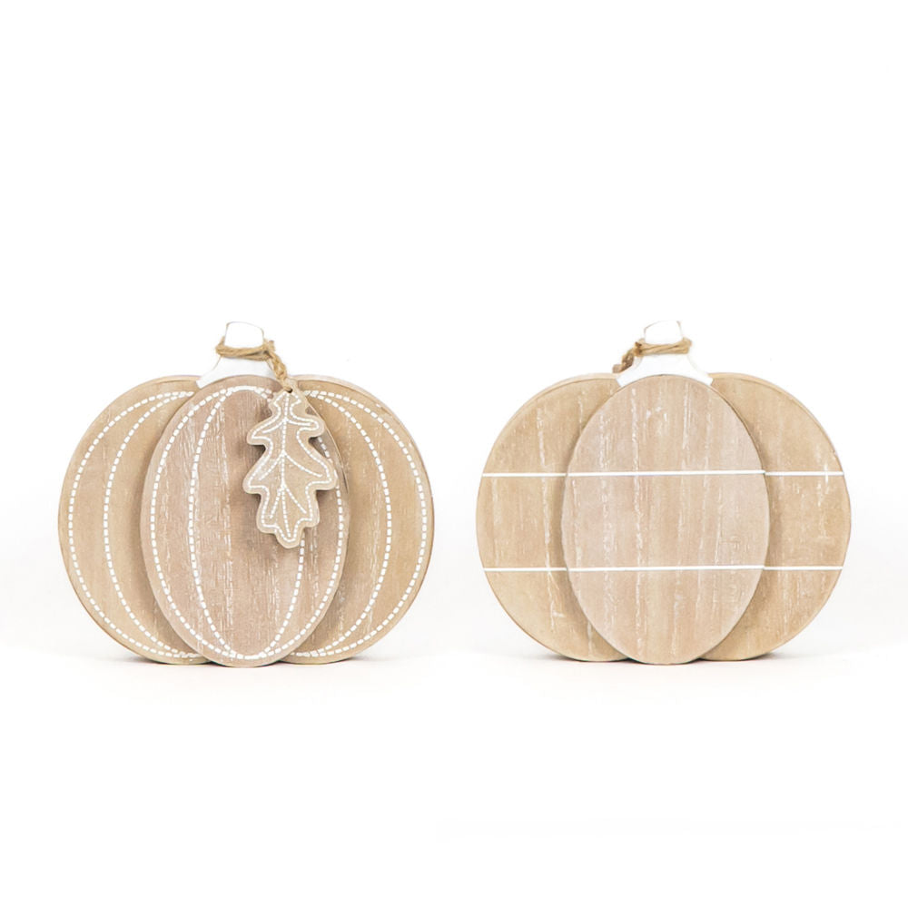 Dwella Decor Chunky Wood Pumpkin Cutout - White