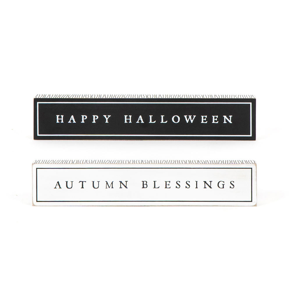 Reversible Halloween & Autumn Wood Brick - White/Black