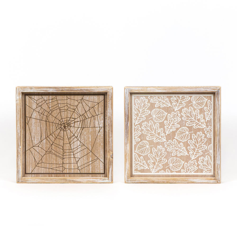 Reversible Wood Frame Sign - Halloween & Autumn Decor