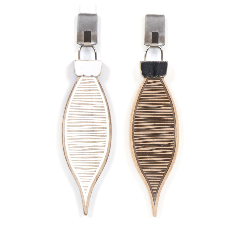 Striped Egg Wood Ornament - Mid Century Collection