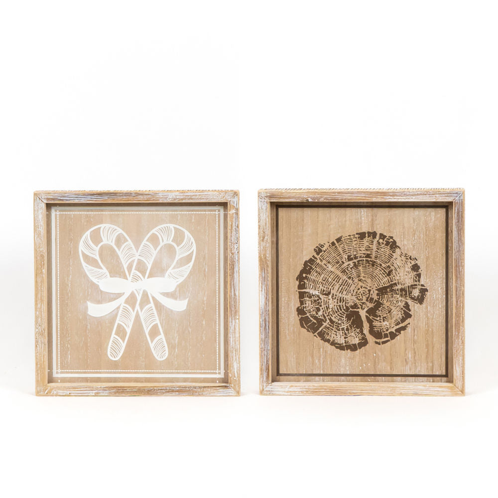 Reversible Wood Frame Sign - Candy/Wood 10x10